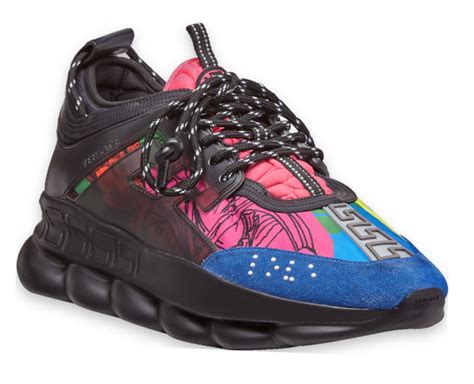 versace chain reaction black multicolor|Versace Black & Multicolor Print 'Chain Reaction' Sneakers.